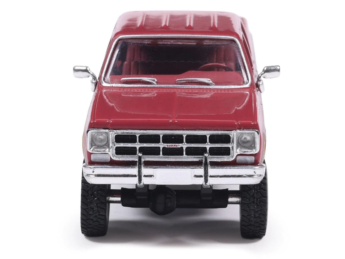 1977 GMC Sierra Grande K2500 Wideside Crew Cab Pickup Truck Dark Red Metallic with Gray Side Stripes 1/64 Diecast Model Car by IXO Models-3