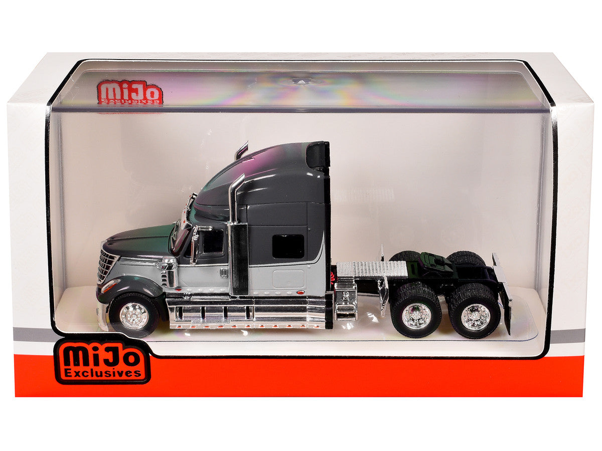 2010 International Lonestar Truck Tractor Gray and Light Gray Two-Tone 1/64 Diecast Model by IXO Models-1