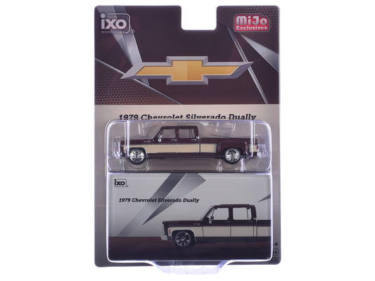 1979 Chevrolet Silverado C30 Crew Cab Dually Pickup Truck Cordova Brown with Santa Fe Tan Side Stripes Limited Edition 1/64 Diecast Model Car by IXO Models-0