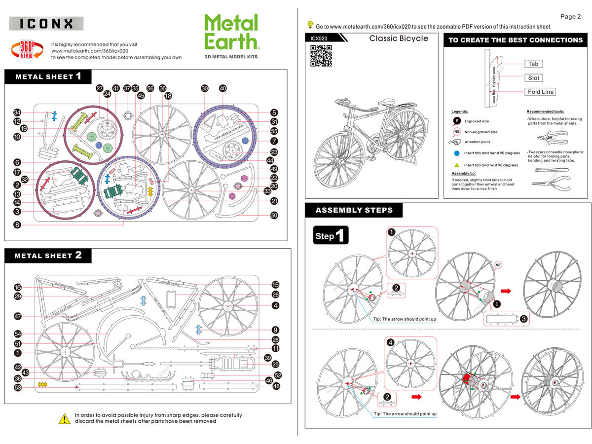 Model Kit Classic Bicycle "Bon Voyage" (Challenging Difficulty) Steel Model by Metal Earth-3