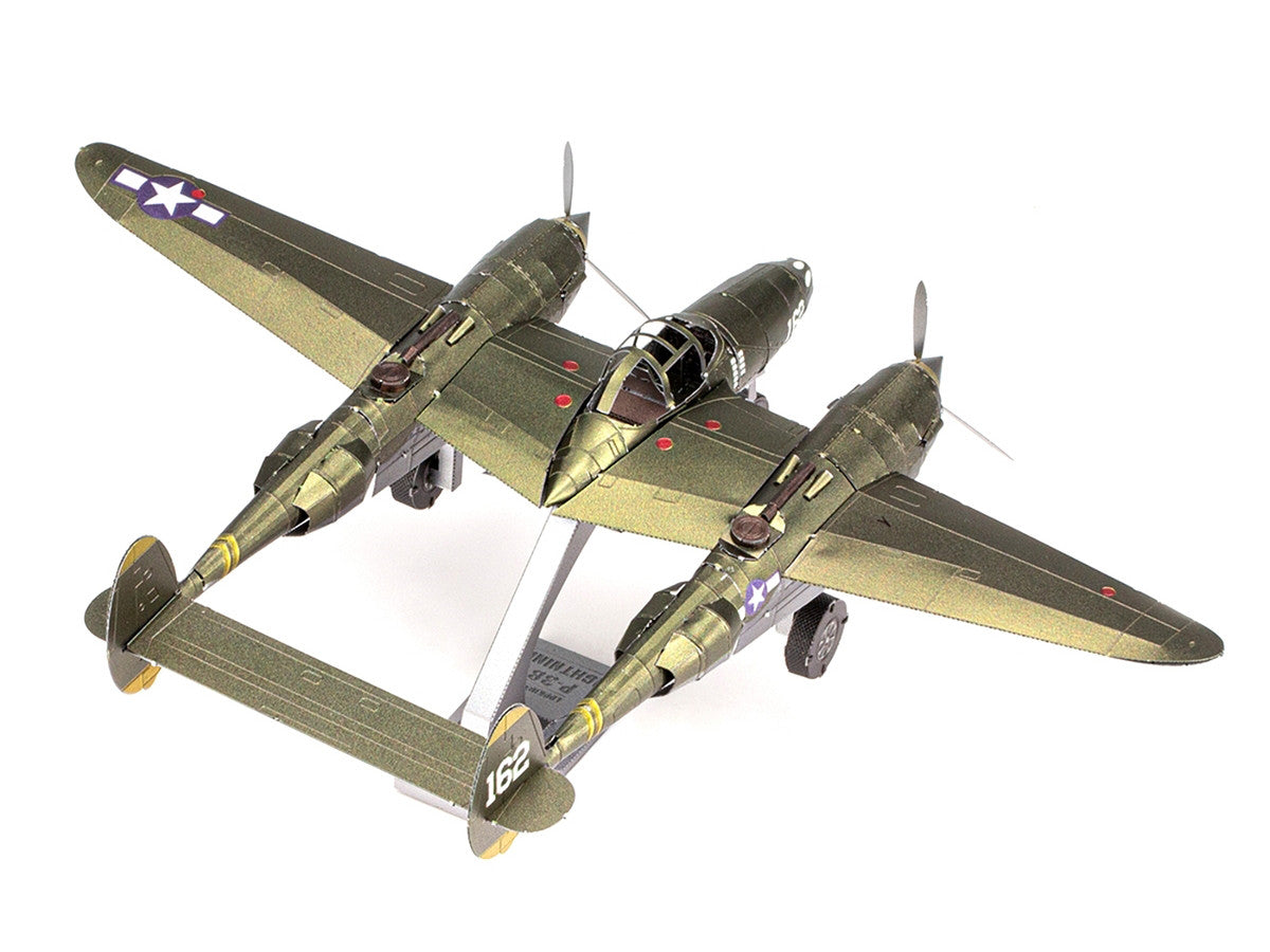 Model Kit Lockheed Martin P-38 Lightning Fighter Aircraft "#162" United States Army Air Forces (Challenging Difficulty) Model by Metal Earth-3