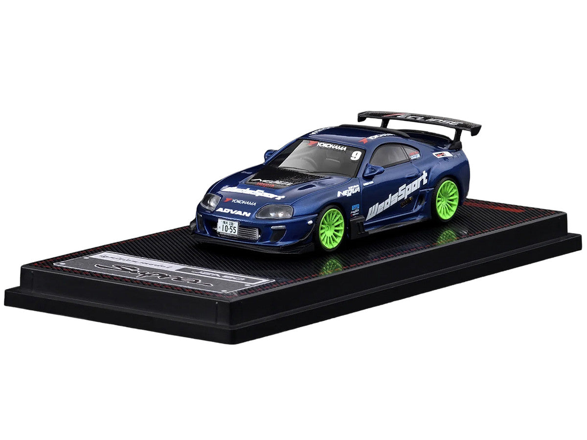 Toyota Supra (JZA80) RZ RHD (Right Hand Drive) #9 "WedsSport" Blue Metallic with Graphics 1/64 Diecast Model Car by Ignition Model-1