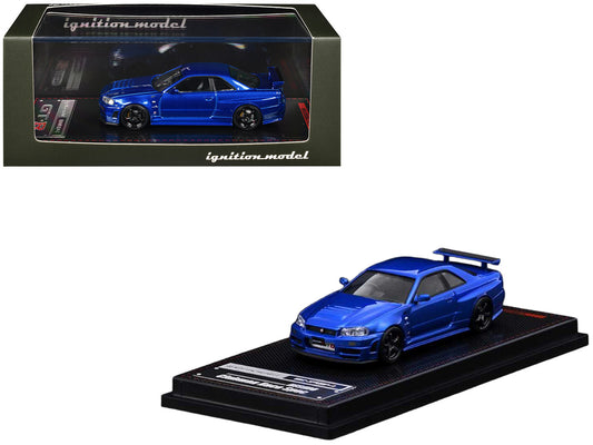 Nissan Skyline GT-R (BNR34) Nismo RHD (Right Hand Drive) Blue Metallic 1/64 Diecast Model Car by Ignition Model-0