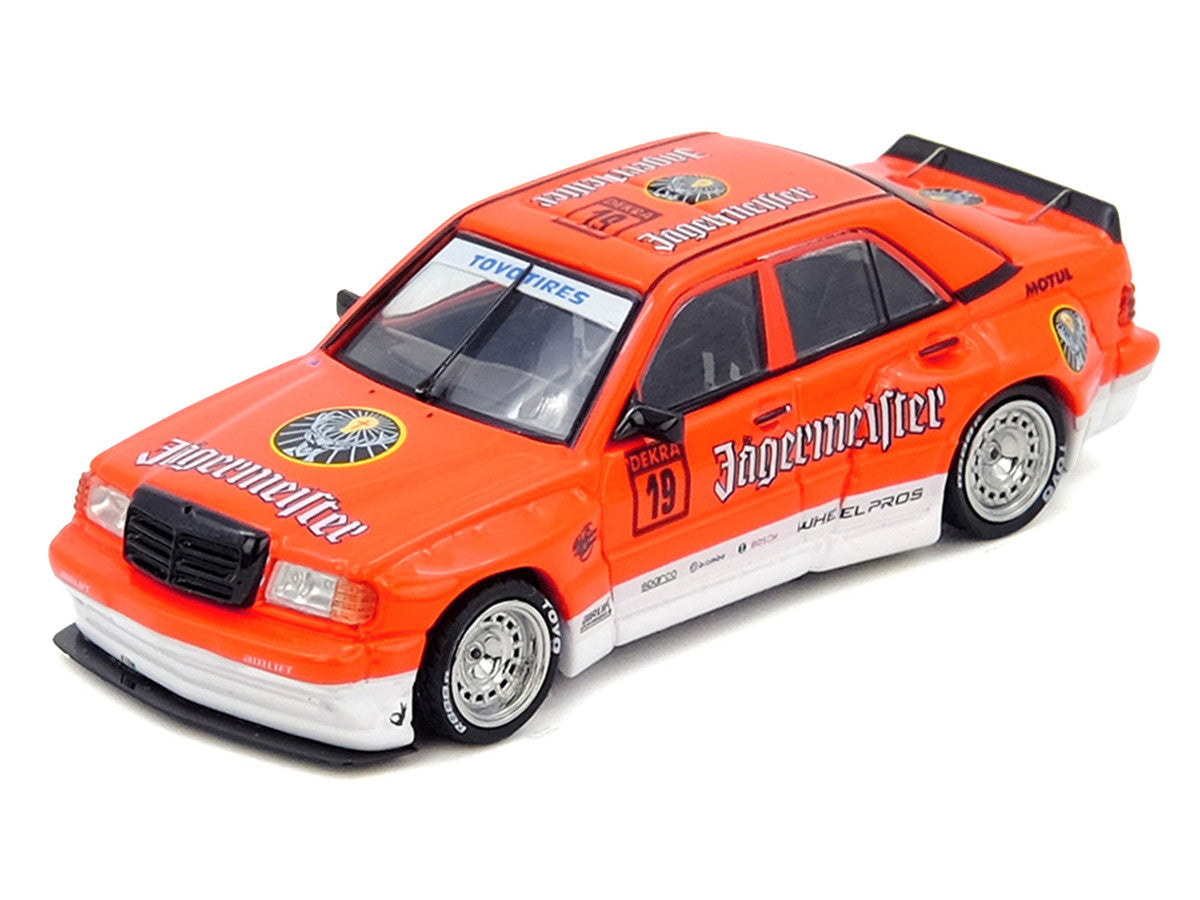 Pandem Rocket Bunny 190E #19 "Jagermeister" Orange and White 1/64 Diecast Model Car by Inno Models-1