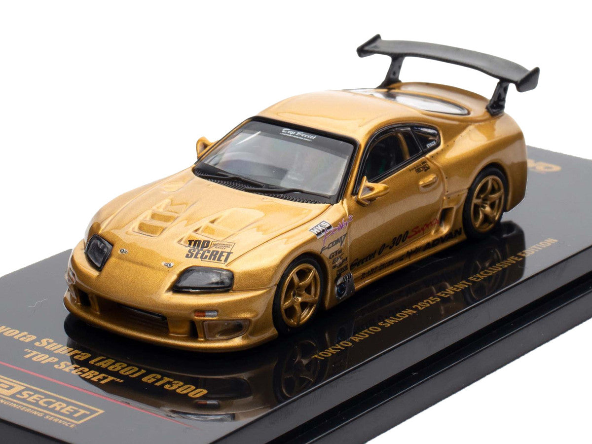 Toyota Supra (A80) "Top Secret" GT300 RHD (Right Hand Drive) Gold Metallic "Tokyo Auto Salon 2025 Event Exclusive" 1/64 Diecast Model Car by Inno Models-0
