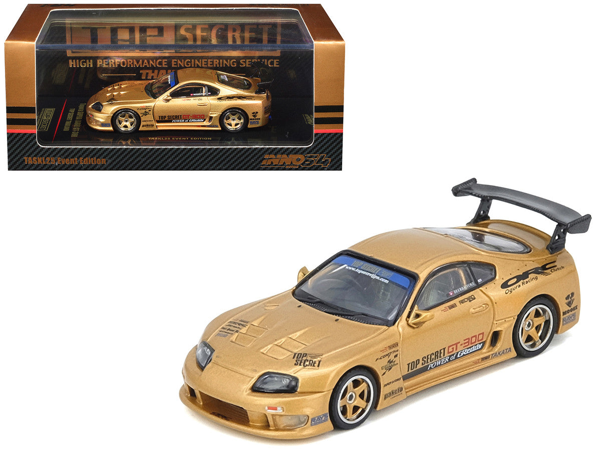 Toyota Supra (A80) "Top Secret Thailand" GT300 RHD (Right Hand Drive) Gold Metallic "Tokyo Auto Salon Kuala Lumpur 2025 Event Exclusive" 1/64 Diecast Model Car by Inno Models-0