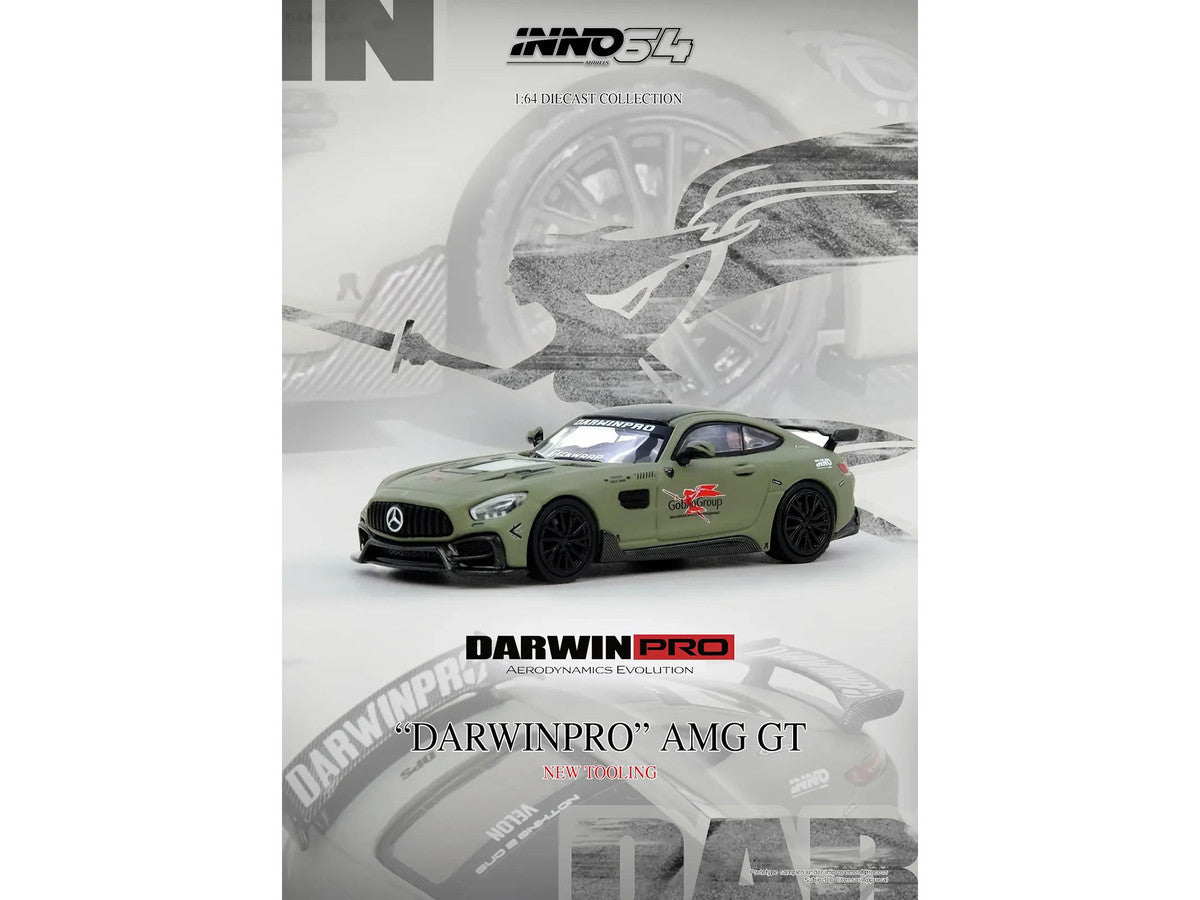 DarwinPRO iMP-Performance AMG GT "Goblin Group" Matt Green with Black Top 1/64 Diecast Model Car by Inno Models-3
