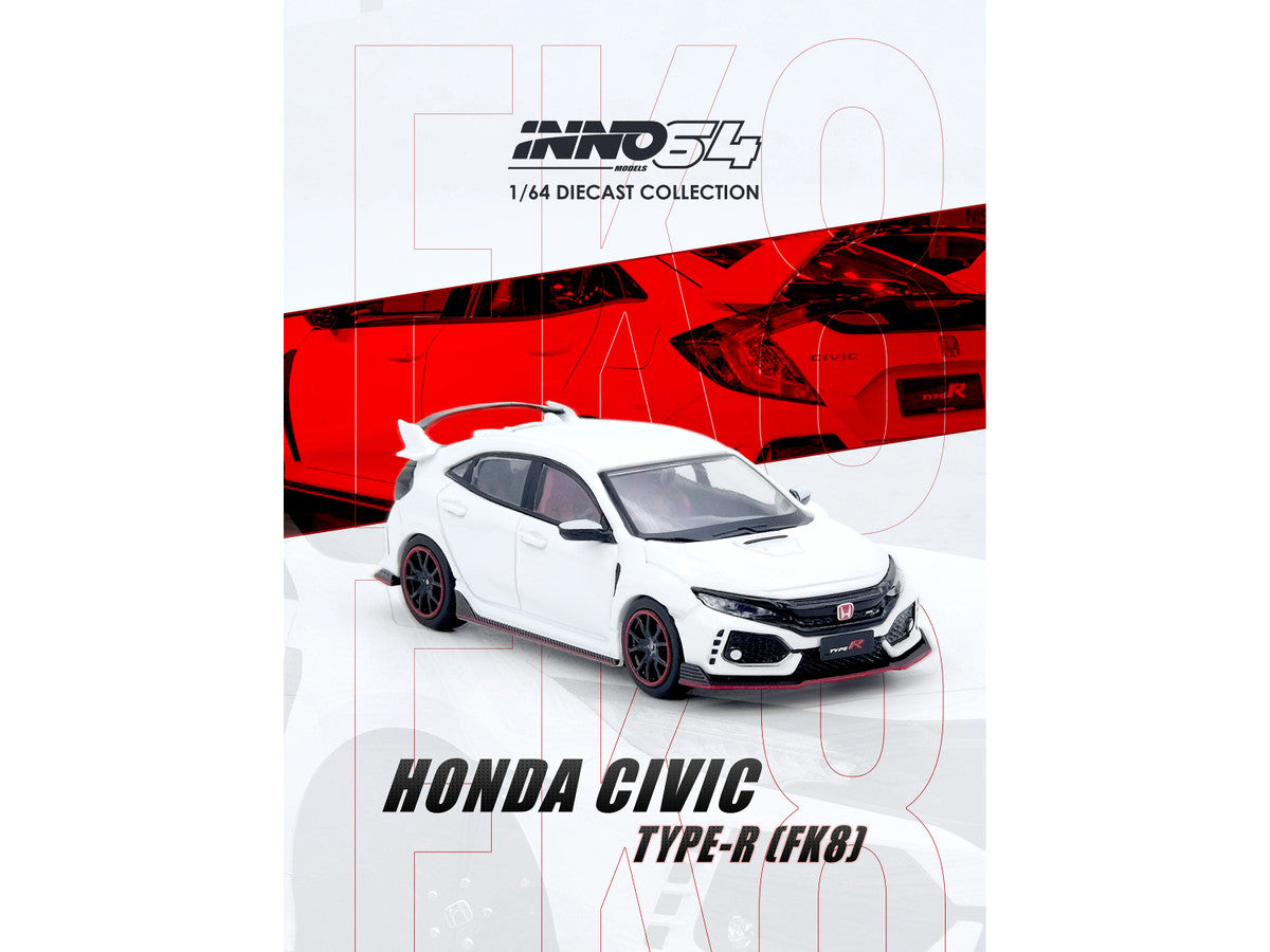 Honda Civic Type R (FK8) RHD (Right Hand Drive) White 1/64 Diecast Model Car by Inno Models-2