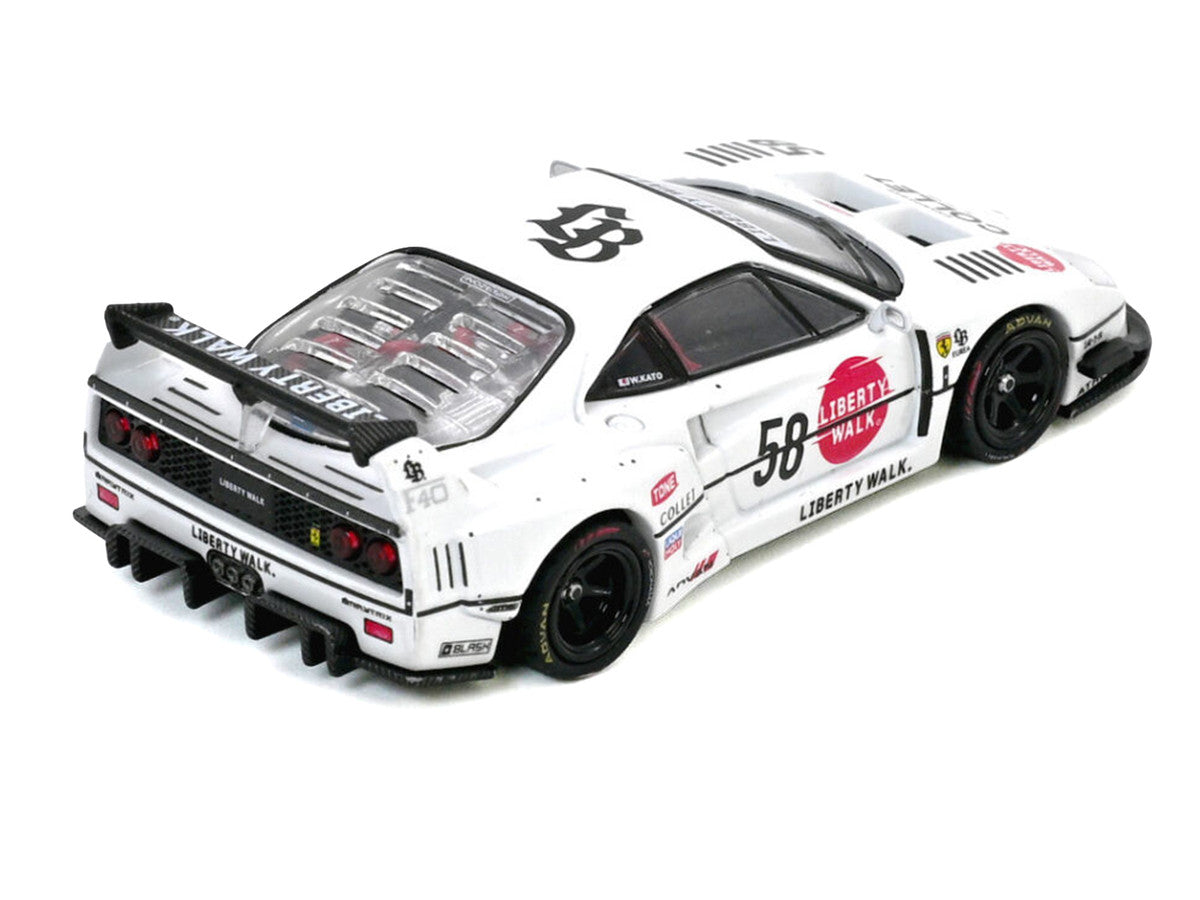 LBWK (Liberty Walk) F40 #58 White with Graphics "Collet" 1/64 Diecast Model Car by Inno Models-2