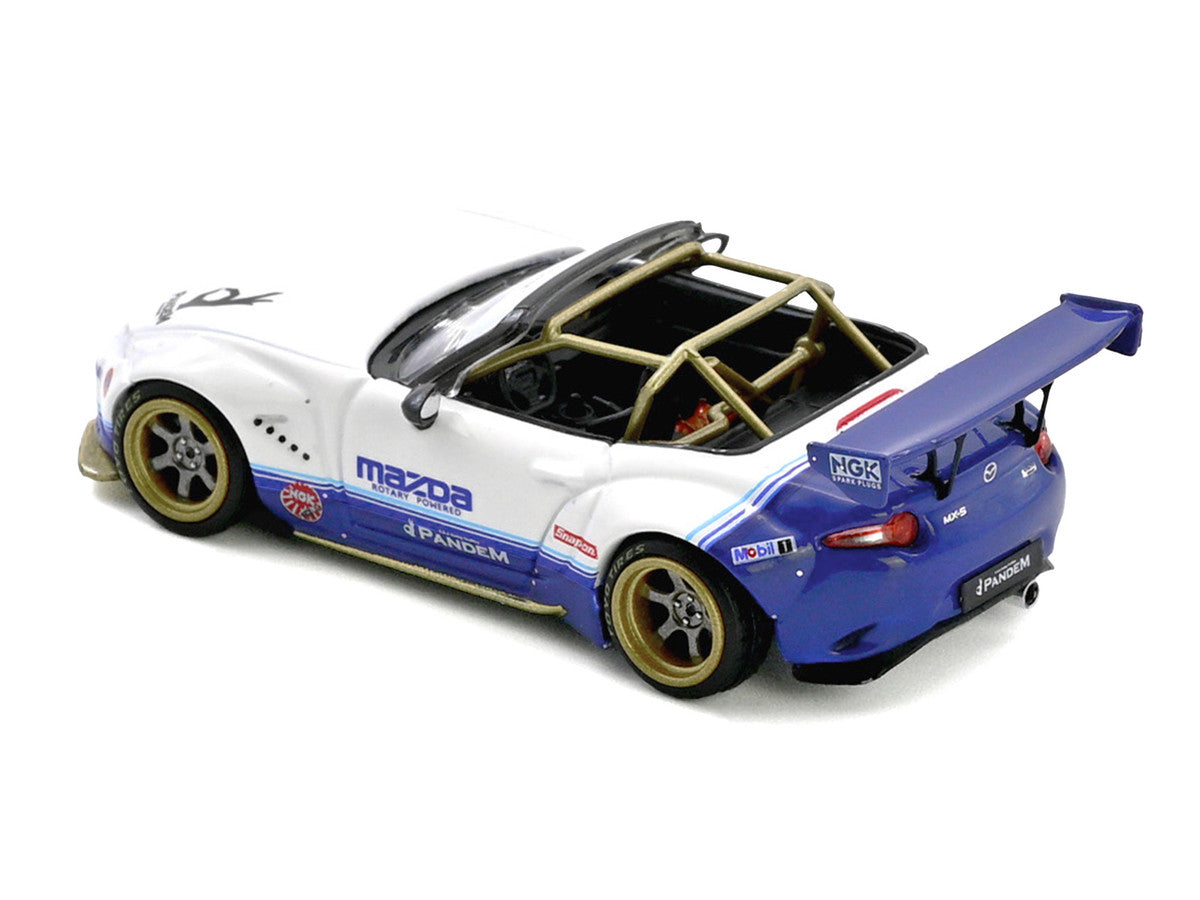 Mazda MX-5 ND Miata "Pandem Rocket Bunny" V1.0 White and Blue 1/64 Diecast Model Car by Inno Models-3