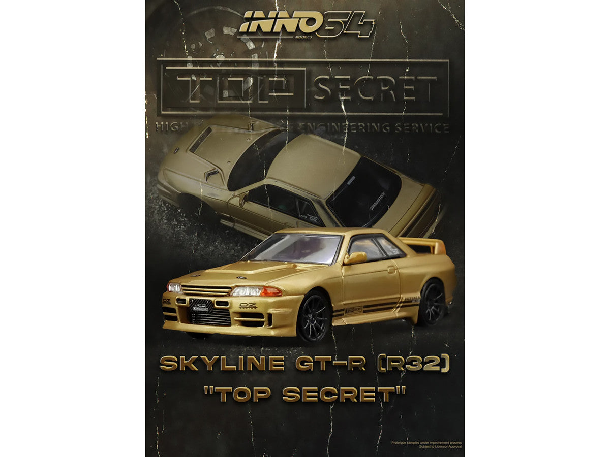 Nissan Skyline "Top Secret" BNR32 GT-R (650R) RHD (Right Hand Drive) Gold Metallic 1/64 Diecast Model Car by Inno Models-2