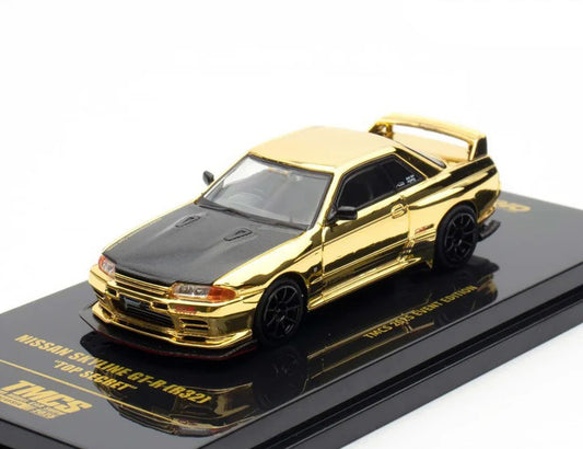 Nissan Skyline GT-R (R32) "Top Secret" RHD (Right Hand Drive) Chrome Gold with Carbon Hood "The Model Car Show Malaysia 2025 Event Edition" 1/64 Diecast Model Car by Inno Models-0