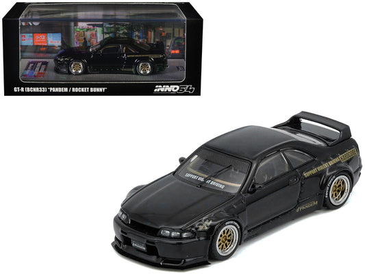 Nissan Skyline GT-R (BCNR33) RHD (Right Hand Drive) "Pandem - Rocket Bunny" Black 1/64 Diecast Model Car by Inno Models-0