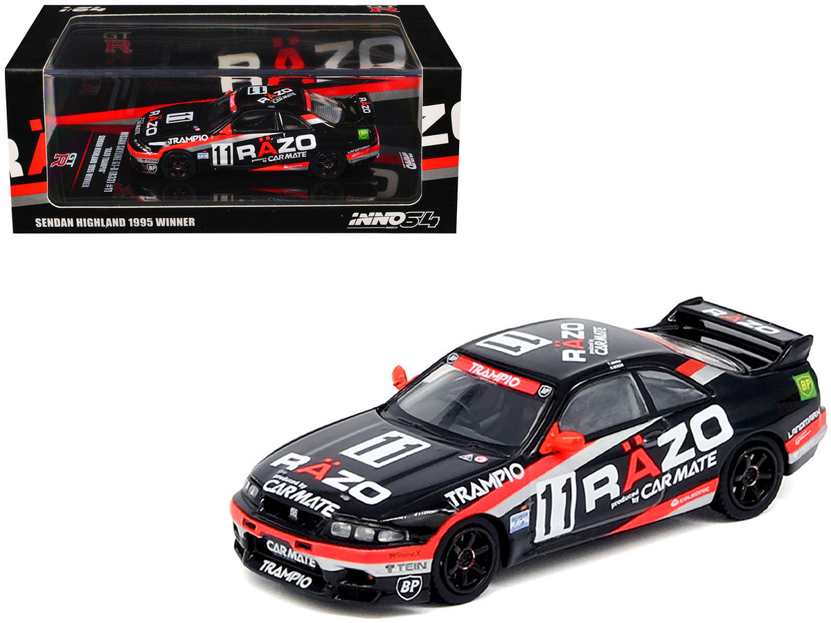 Nissan Skyline GT-R (R33) RHD (Right Hand Drive) #11 "Razo Trampio" N1 Super Endurance Series "Sedan Highland" (1995) 1/64 Diecast Model Car by Inno Models-0