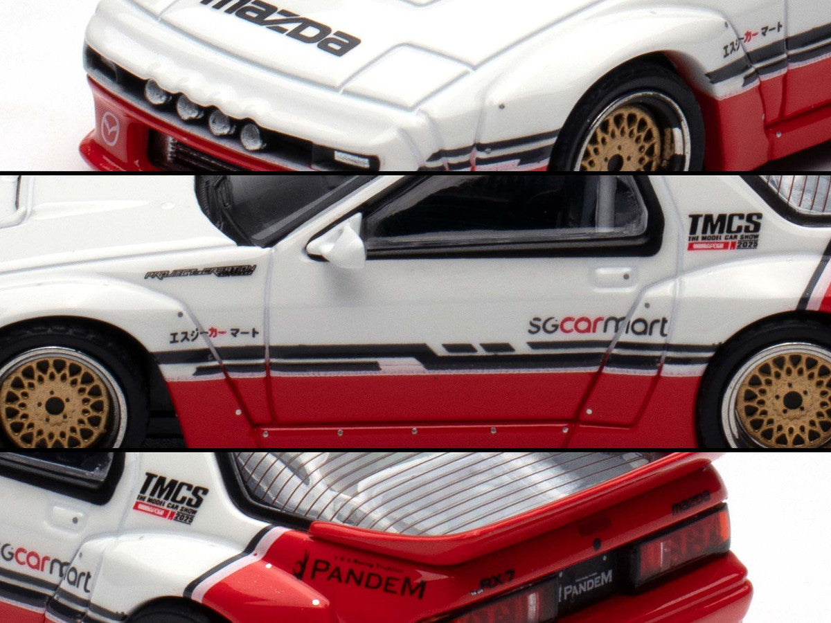 Mazda RX-7 (FC3S) "Pandem Rocket Bunny" White and Red with Black Stripes "The Model Car Show Singapore 2025 Event Edition" 1/64 Diecast Model Car by Inno Models-3