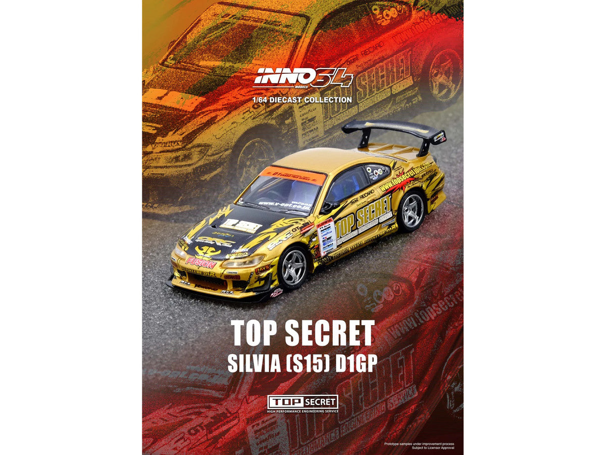 Nissan "Top Secret" Silvia (S15) RHD (Right Hand Drive) Ryuji Miki - Champion "D1 Grand Prix" (2004) 1/64 Diecast Model Car by Inno Models-2