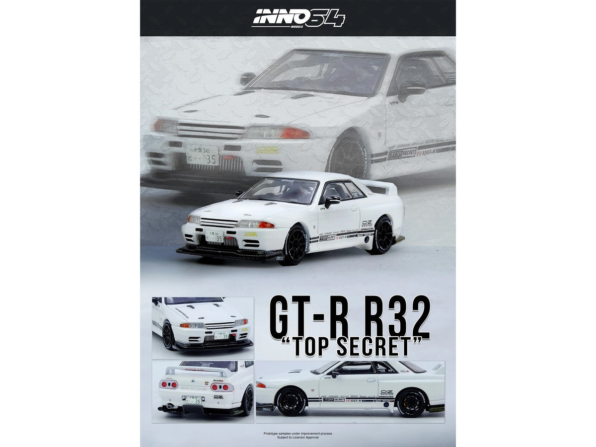 Nissan Skyline "Top Secret" (VR32) GT-R RHD (Right Hand Drive) White 1/64 Diecast Model Car by Inno Models-1