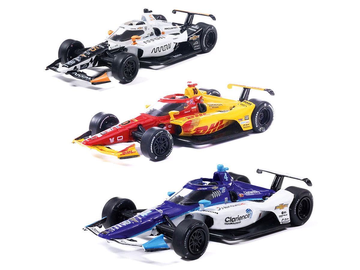 "109th Indianapolis 500" (2025) Podium Set of 3 IndyCars 1/64 Diecast Model Cars by IXO Models-2