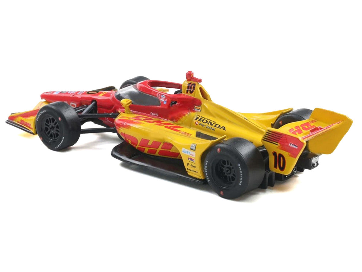 Dallara IndyCar #10 Alex Palou "DHL" Chip Ganassi Racing (Road Course Configuration) Champion "NTT IndyCar Series" (2025) with Trading Card 1/64 Diecast Model Car by IXO Models-2