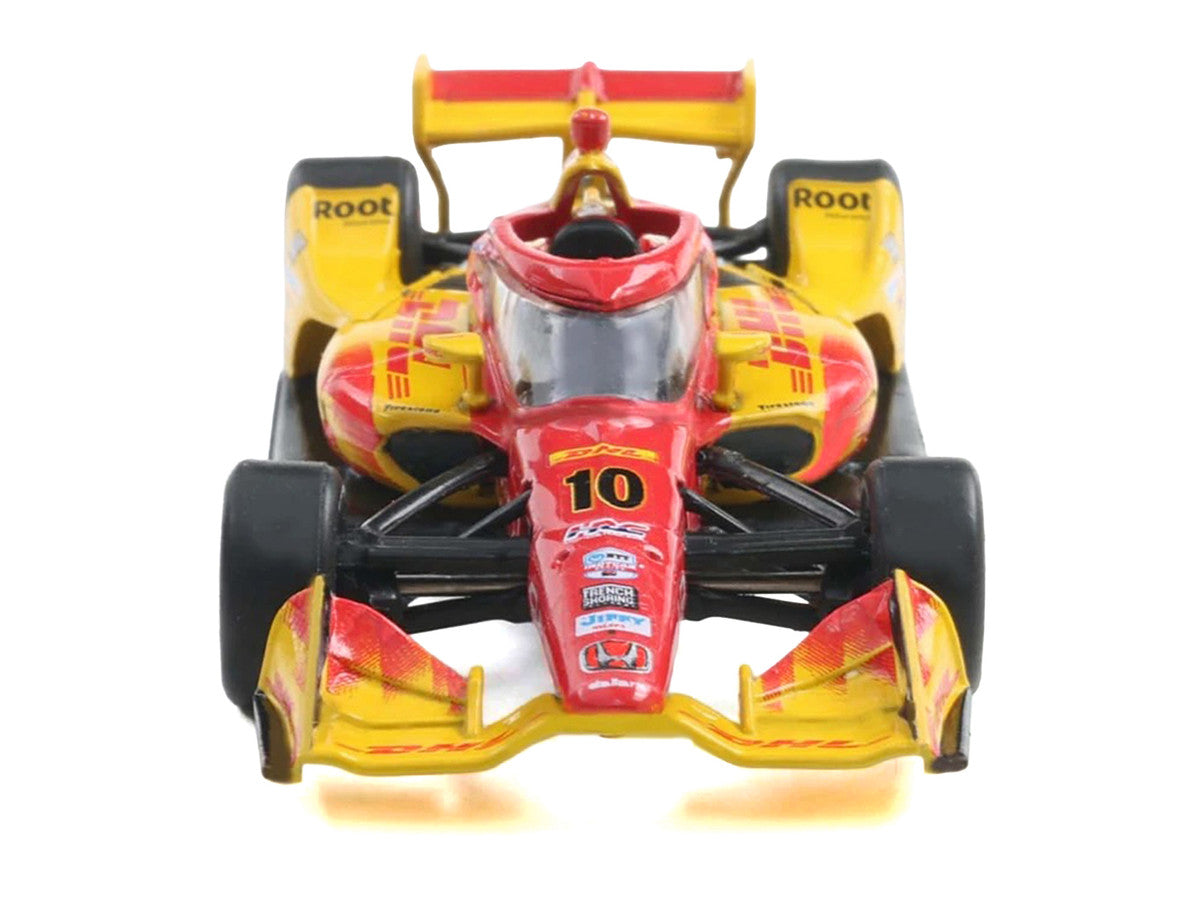 Dallara IndyCar #10 Alex Palou "DHL" Chip Ganassi Racing (Road Course Configuration) Champion "NTT IndyCar Series" (2025) with Trading Card 1/64 Diecast Model Car by IXO Models-3