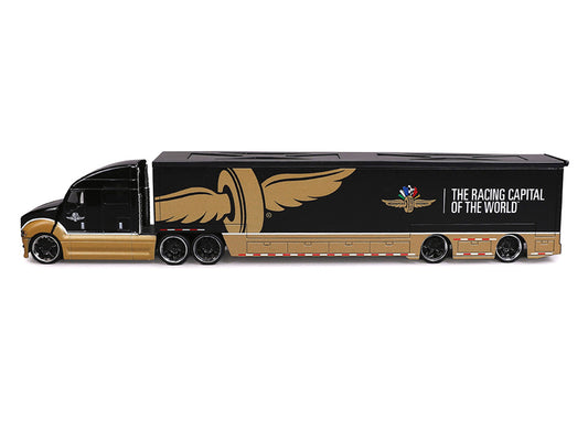 Indianapolis Motor Speedway Hauler Black and Gold 1/64 Diecast Model Car by IXO Models-0