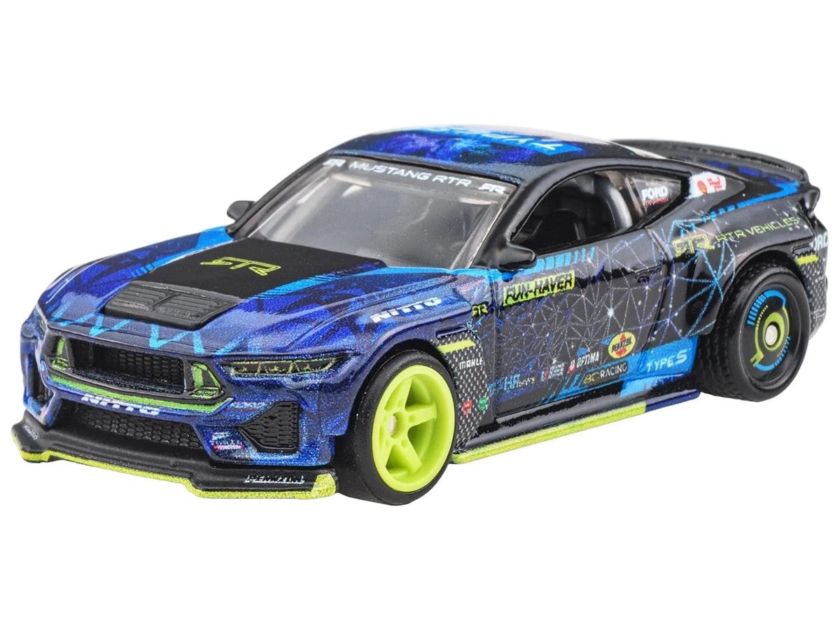 2024 Ford Mustang RTR Spec 5-FD Dark Blue with Graphics "Circuit Legends" Series Diecast Model Car by Hot Wheels-1
