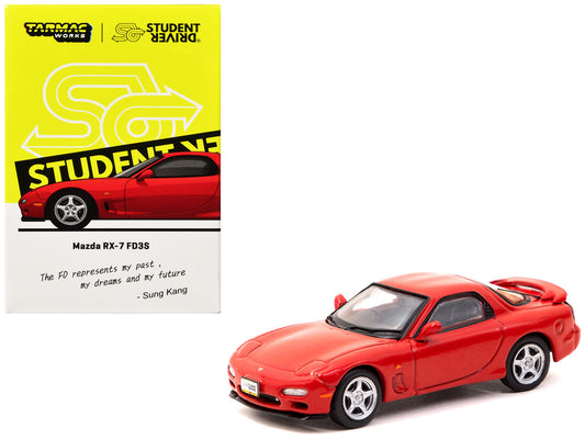 Mazda RX-7 FD3S RHD (Right Hand Drive) Red "Student Driver" "J Collection" Series 1/64 Diecast Model by Tarmac Works-0