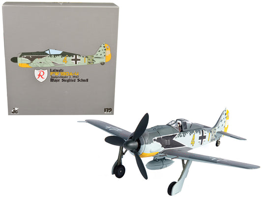 Focke-Wulf FW 190A-4 Fighter Aircraft "Major Siegfried Schnell, Luftwaffe, JG2, France" (1943) 1/72 Diecast Model by JC Wings-0