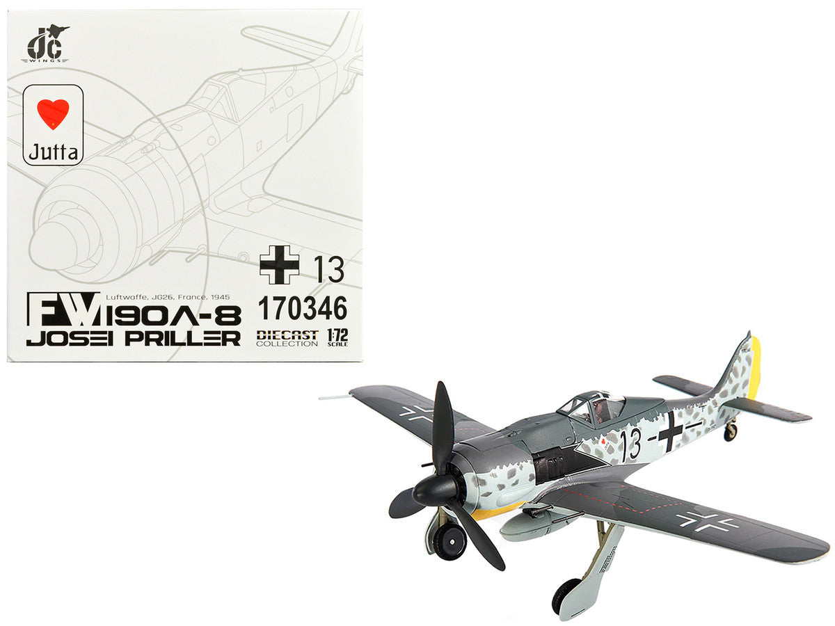 Focke-Wulf Fw 190A-8 Fighter Aircraft "JG 26 Schlageter France" (1945) German Luftwaffe 1/72 Diecast Model by JC Wings-0