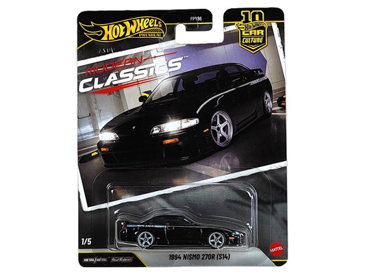 1994 Nissan Nismo 270R (S14) RHD (Right Hand Drive) Black with White Stripes "Modern Classics" Series Diecast Model Car by Hot Wheels-0