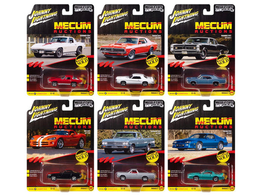 "Muscle Cars USA" 2025 Release 3 Set B of 6 pieces "MECUM Auctions" 1/64 Diecast Model Cars by Johnny Lightning-0