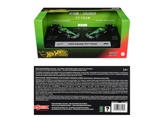 "Kick Sauber F1 Team" Formula One F1 World Championship (2025) 2 Piece Set Diecast Model Cars by Hot Wheels-0