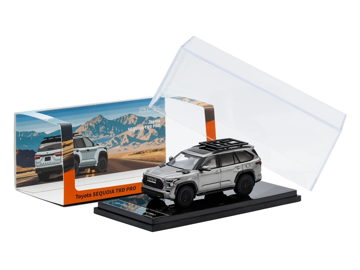 Toyota Sequoia TRD PRO Silver Metallic with Roof Rack 1/64 Diecast Model Car by GCD-4