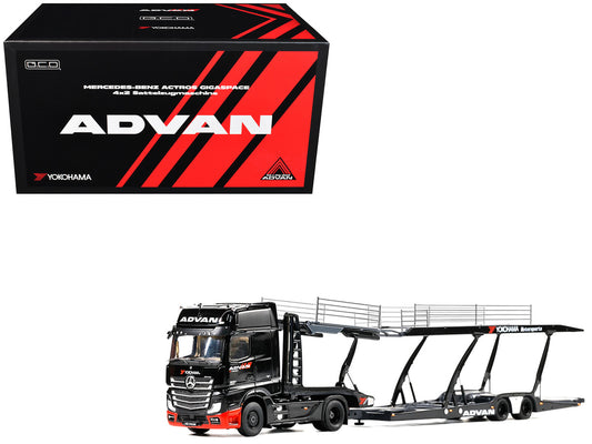 Mercedes-Benz Actros Gigaspace Auto Transporter "ADVAN Yokohama" Black 1/64 Diecast Model by GCD-0