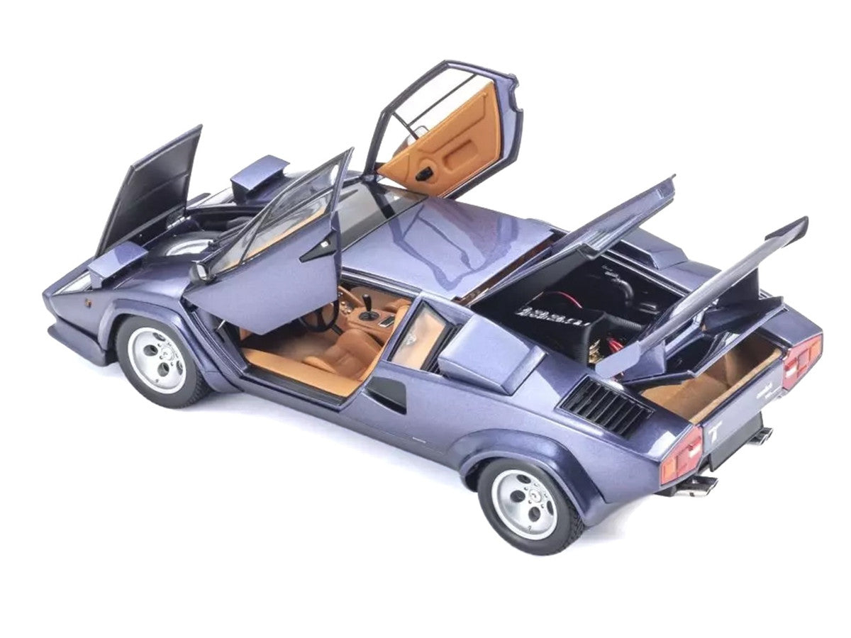 Lamborghini Countach LP 5000 Quattrovalvole Dark Blue Metallic 1/18 Diecast Model Car by Kyosho-3