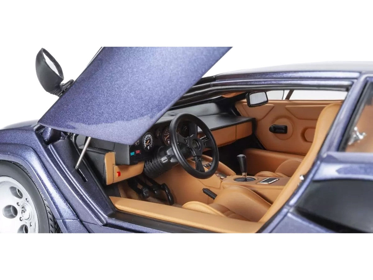 Lamborghini Countach LP 5000 Quattrovalvole Dark Blue Metallic 1/18 Diecast Model Car by Kyosho-2