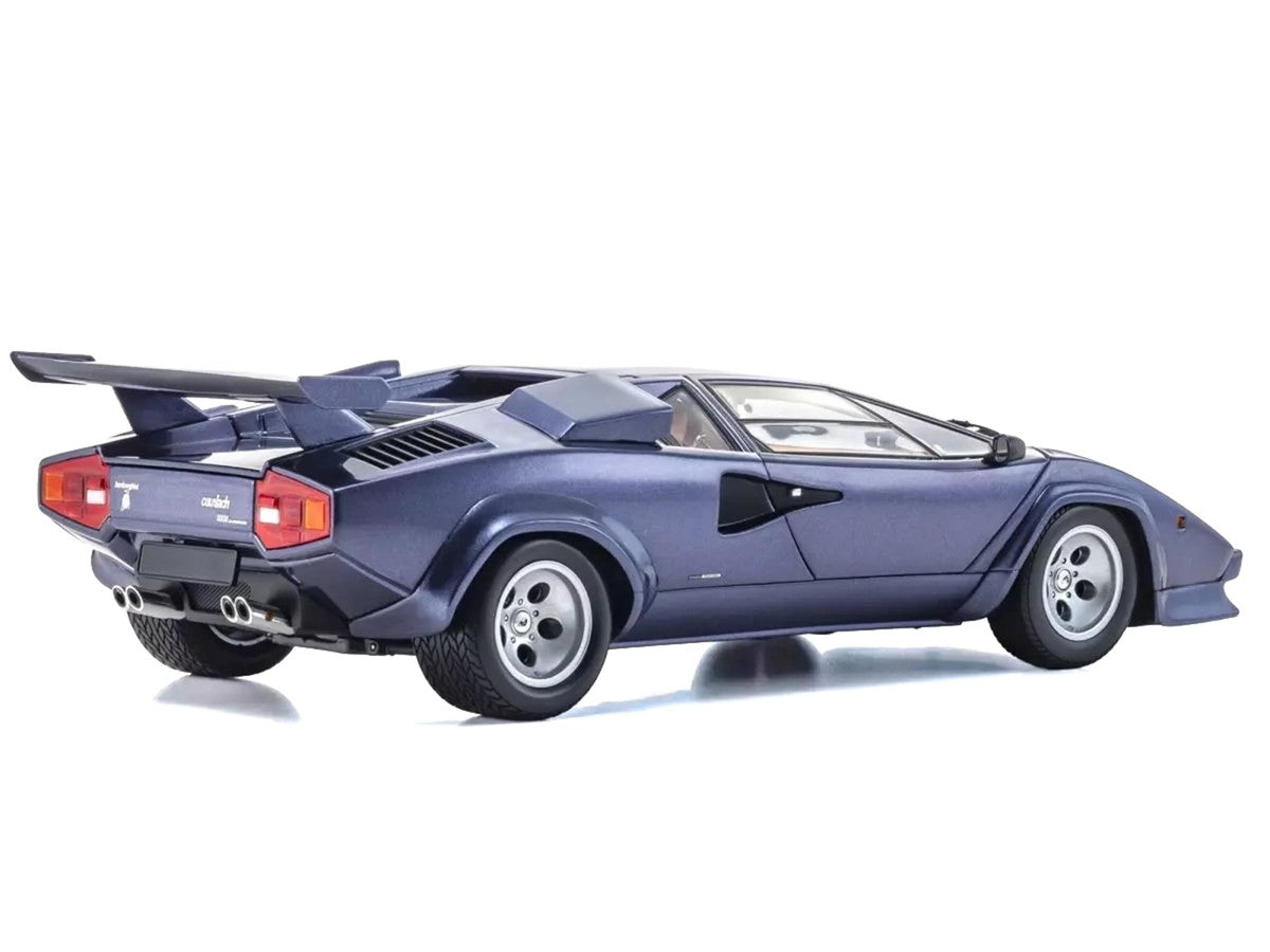 Lamborghini Countach LP 5000 Quattrovalvole Dark Blue Metallic 1/18 Diecast Model Car by Kyosho-1
