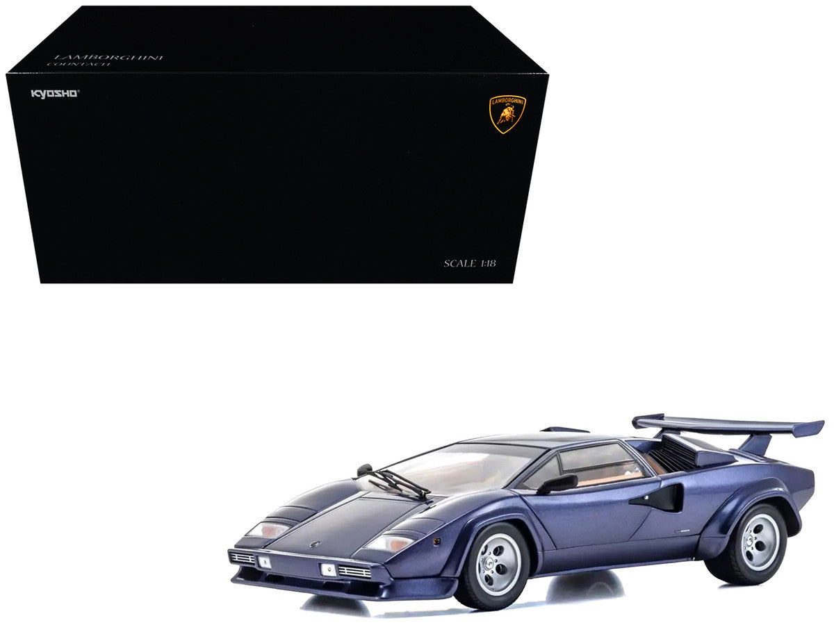 Lamborghini Countach LP 5000 Quattrovalvole Dark Blue Metallic 1/18 Diecast Model Car by Kyosho-4