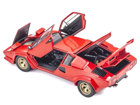 Lamborghini Countach LP 5000 Quattrovalvole Red with Gold Wheels 1/18 Diecast Model Car by Kyosho-0