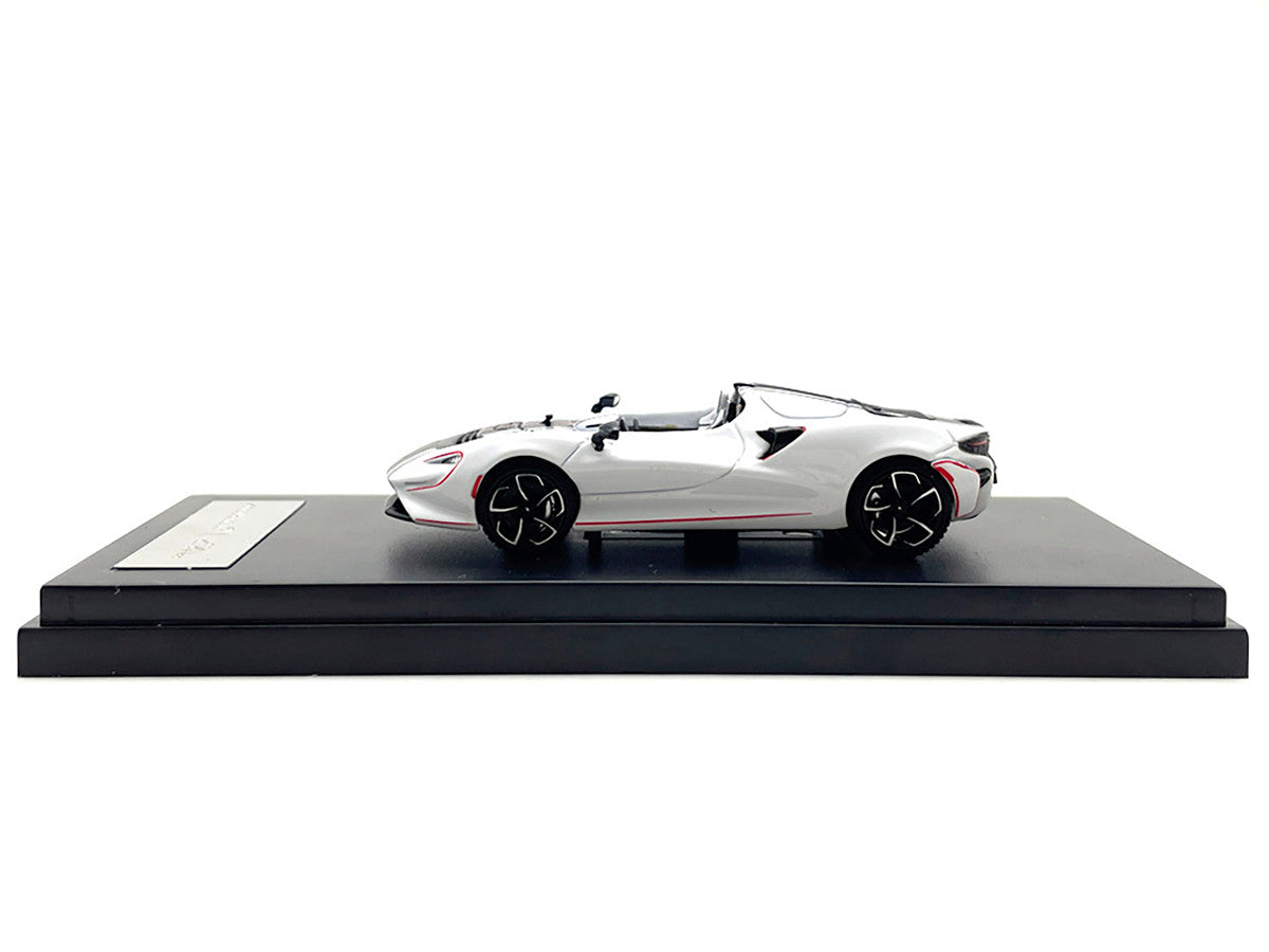 McLaren Elva Convertible White with Carbon and Red Stripes 1/64 Diecast Model Car by LCD Models-1