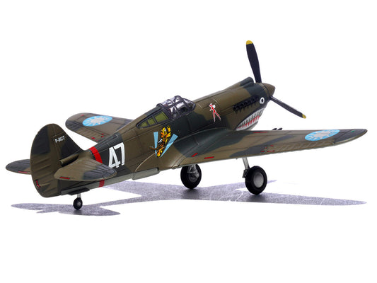 Curtiss P-40B/C Warhawk Fighter Aircraft "White 47 Robert T. Smith 3rd Squadron Hell's Angels Chinese Air Force Burma" (1942) 1st American Volunteer Group 1/72 Diecast Model Airplane by Legion-0