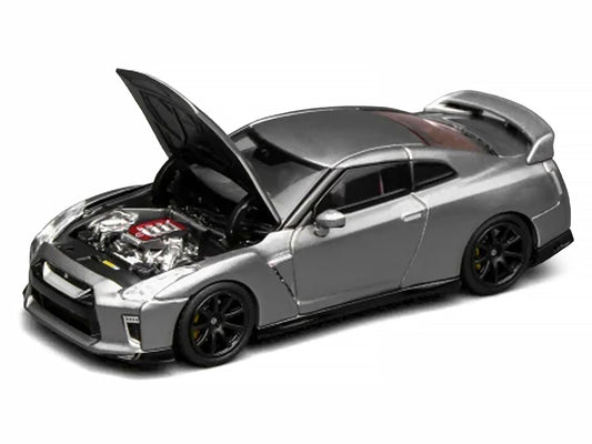 2020 Nissan GT-R (R35) Track Edition Engineered by NISMO RHD (Right Hand Drive) Dark Metal Gray Metallic "Senior 64" Series 1/64 Diecast Model Car by MotorHelix-0
