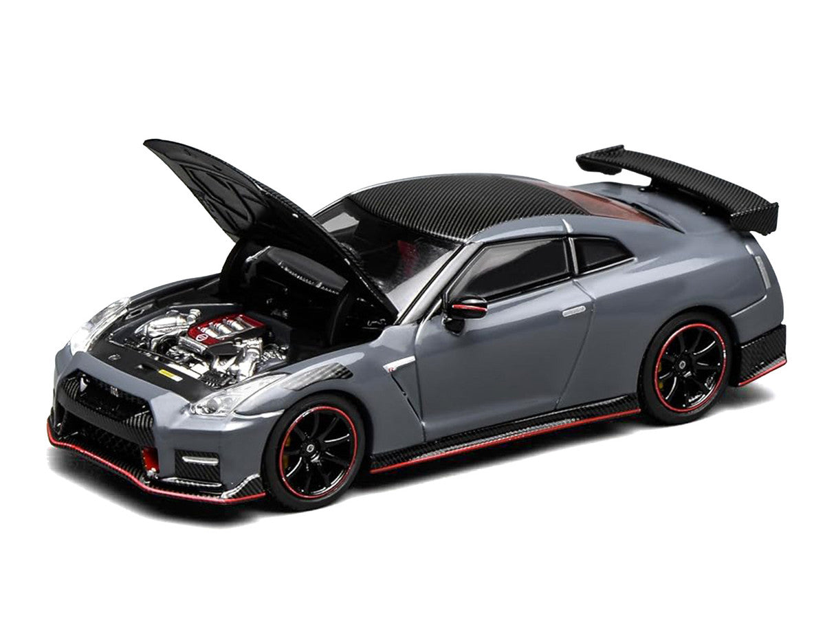 2022 Nissan GT-R Nismo (R35) RHD (Right Hand Drive) Stealth Gray with Carbon Hood and Top "Senior 64" Series 1/64 Diecast Model Car by MotorHelix-2