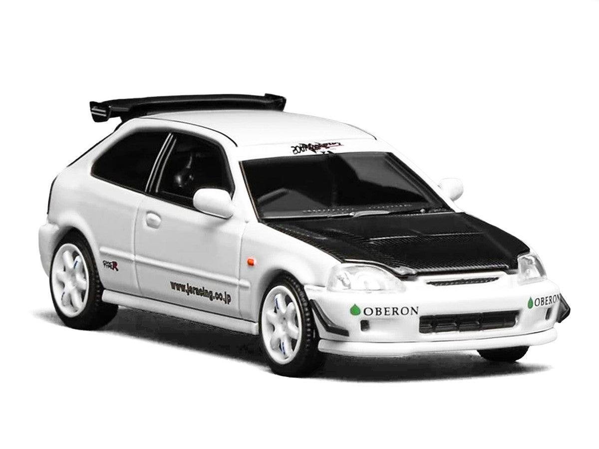 Honda Civic Type R (EK9) RHD (Right Hand Drive) "J's Racing" White 1/64 Diecast Model Car by MotorHelix-1