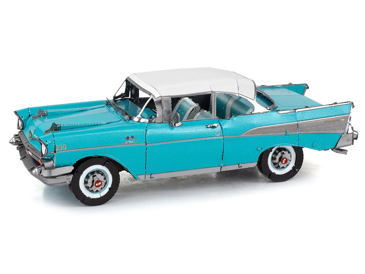 Model Kit 1957 Chevrolet Bel Air Turquoise with White Top (Challenging Difficulty) Steel Model by Metal Earth-2