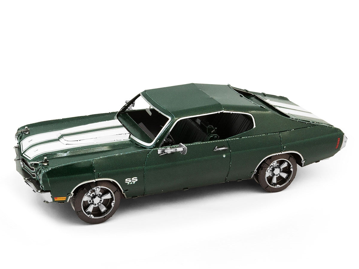 Model Kit 1970 Chevrolet Chevelle SS Green with White Stripes (Challenging Difficulty) Steel Model by Metal Earth-1