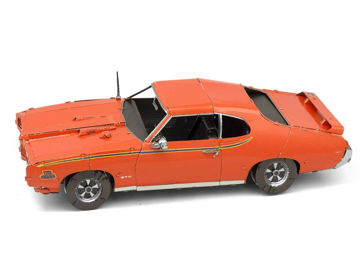 Model Kit 1969 Pontiac GTO Judge Orange with Black Stripes (Moderate Difficulty) Steel Model by Metal Earth-1