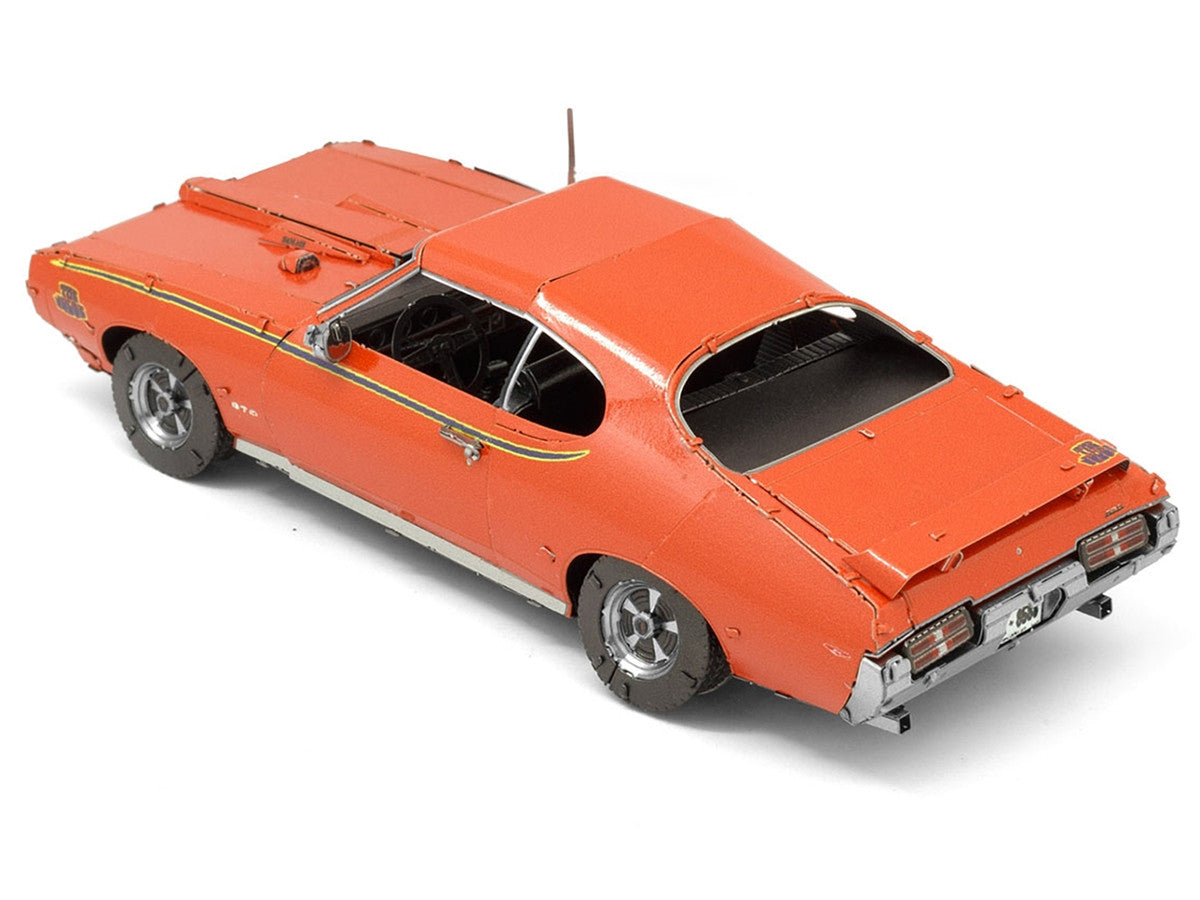 Model Kit 1969 Pontiac GTO Judge Orange with Black Stripes (Moderate Difficulty) Steel Model by Metal Earth-2