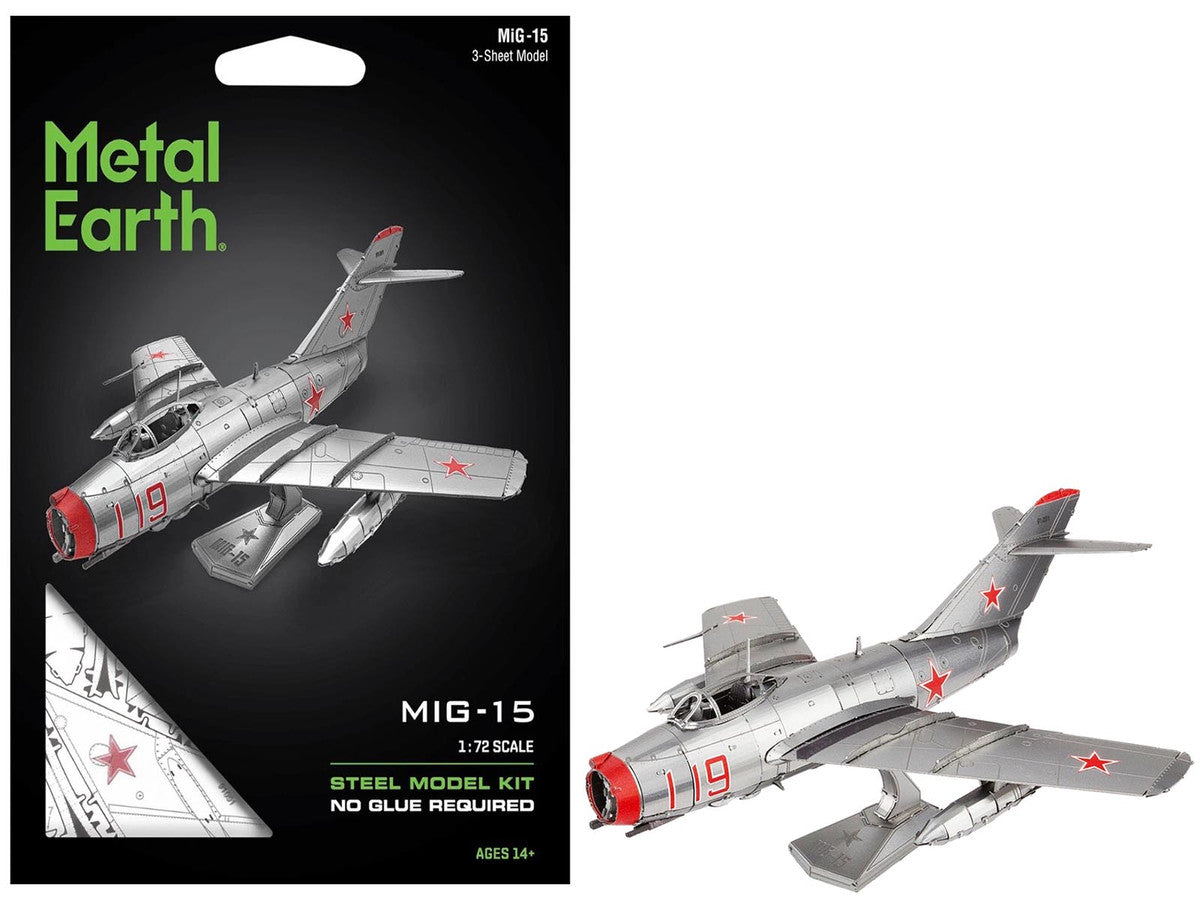 Model Kit Mikoyan-Gurevich MiG-15 Fighter Aircraft "Korean War" Soviet Air Force (Moderate Difficulty) Steel Model by Metal Earth-0