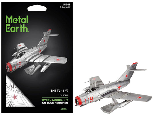 Model Kit Mikoyan-Gurevich MiG-15 Fighter Aircraft "Korean War" Soviet Air Force (Moderate Difficulty) Steel Model by Metal Earth-0